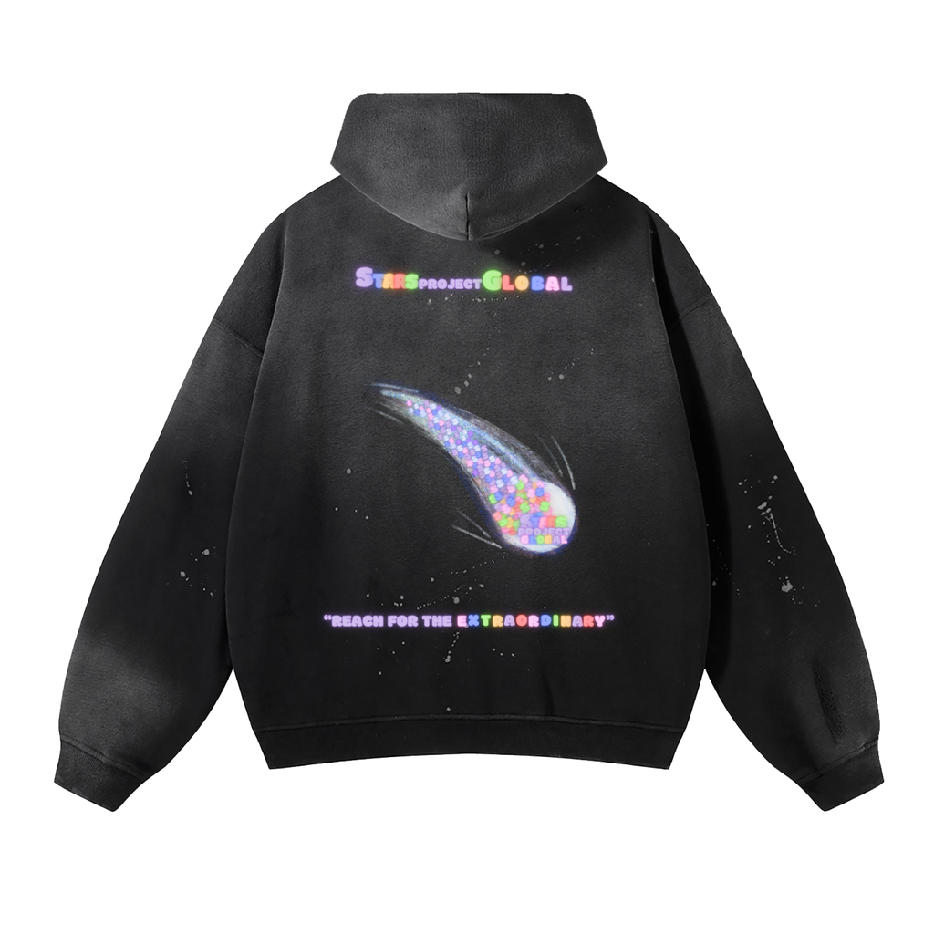 Vintage Washed Frayed Fleece Hoodie